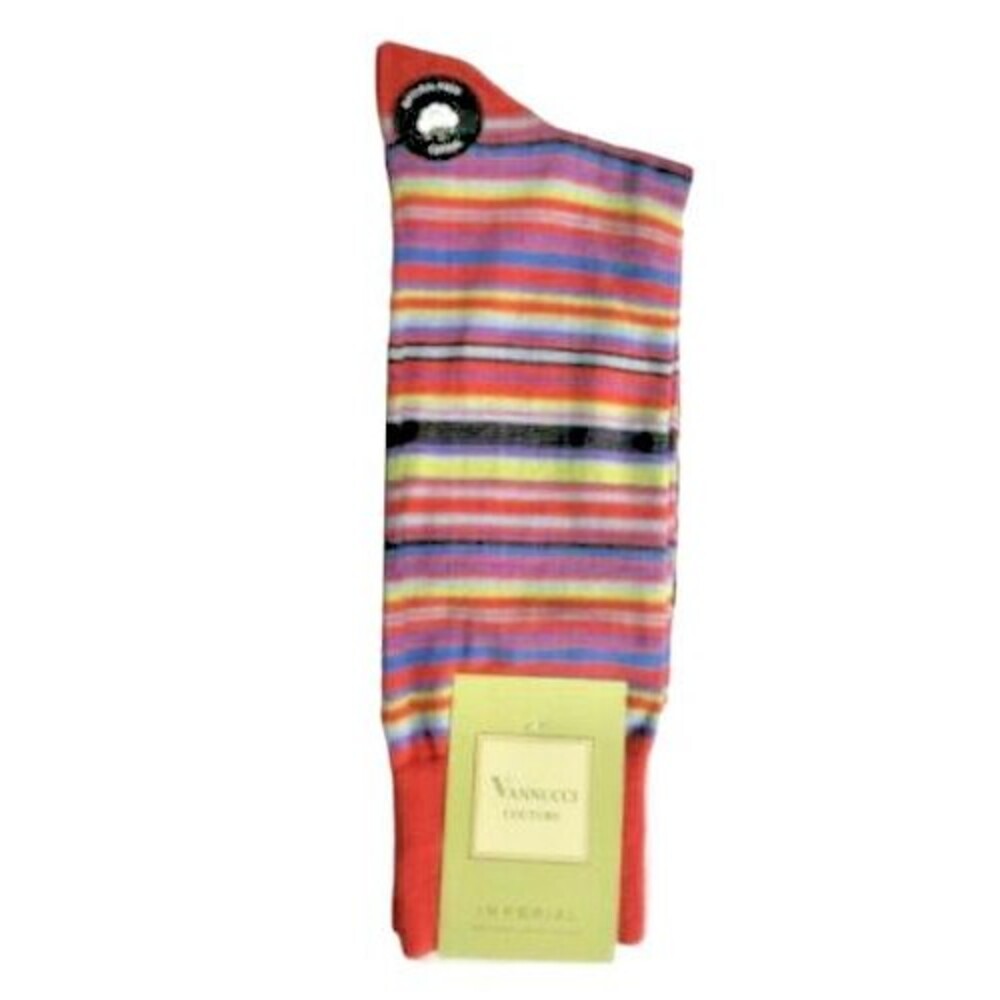 Vannucci Mens Dress Socks Sz 10-13 Holly Cool Color Funky Stripe Pattern